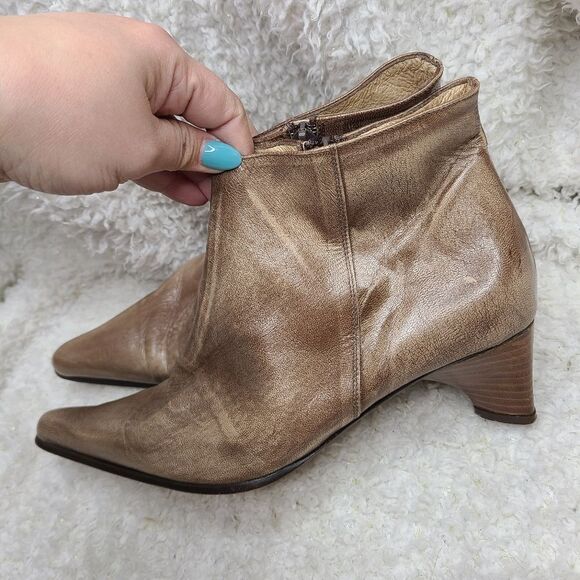Navid O Nadia Vintage Tan Leather Pointed Toe Ankle Boots sz 39 - Picture 5 of 10